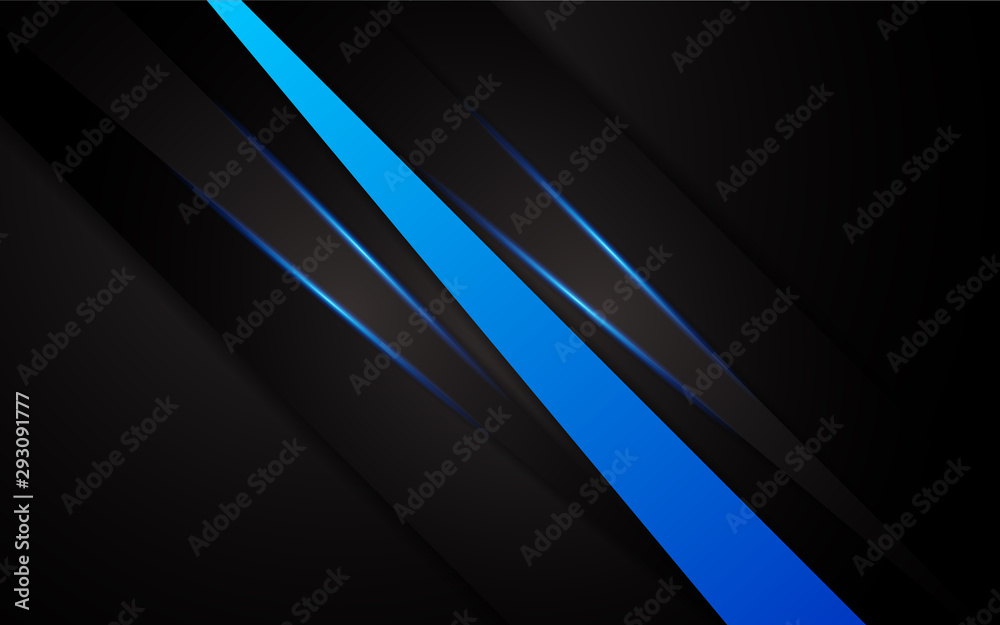 Wall mural Abstract 3d metallic blue and black frame layout design tech innovation concept geometric background. Can use for wallpaper, poster, brochure, cover, banner, advertising, corporate