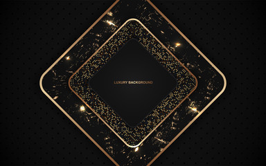 Abstract dark background a combination with golden light glitters decoration. Luxury and elegant vector design template for use element modern cover, banner, advertising, wedding invitation, corporate