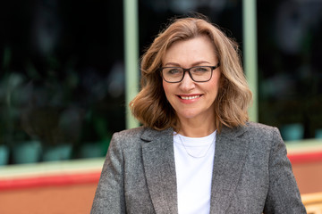 Portrait of a smiling beautiful middle-aged woman.