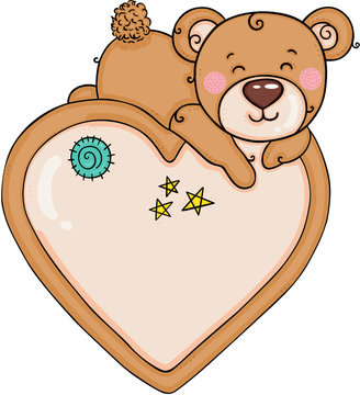 brown teddy bear hugging heart clip art preview