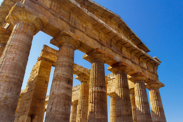 The greek Temple of Neptune in the archaeological site of Paestum