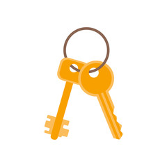 Bunch of keys from new house or car in flat style. Icon for web, print