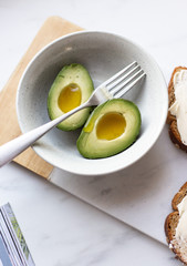 Healthy avocado toasts. Vegetarian breakfast concept
