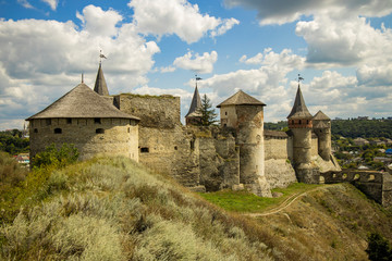 Fototapeta na wymiar highland European medieval castle landmark sightseeing heritage site for tourism in Ukraine 