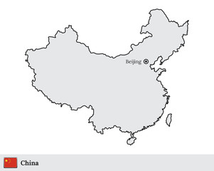Obraz premium China vector map with the capital city of Beijing