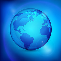 Globe sphere earth on blue