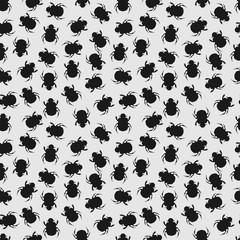 black silhouettes beetles seamless pattern