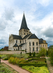 Fototapeta na wymiar view of the historic Abbey of Saint-Georges and grounds in Boscherville in Upper Normandy
