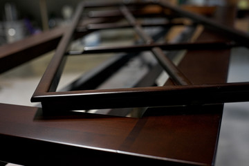 wooden products close-up. door manufacturing