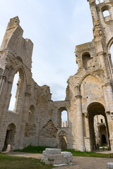 Fototapeta na wymiar detail view of the ruins of the old abbey and Benedictine monastery at Jumieges in Normandy in France