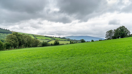 Wicklow way landscape in a cloudy day, tipical irish lanscape.
