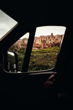 View of Grosseto seen through car window