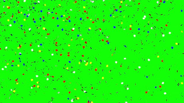 Party Confetti falling down on green background. Holiday, party, festive theme background