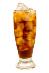 Glass of ice tea isolated on white