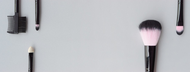 Set of makeup brushes for background