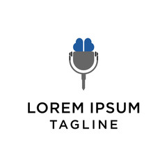 Podcast Brain Icon Logo Design Element