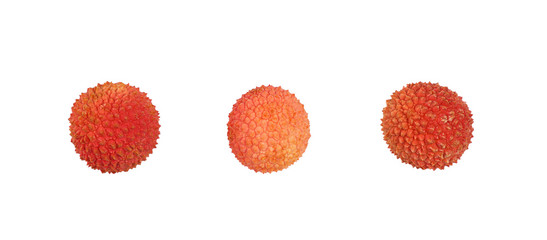 Fresh red lychee isolated close up on white