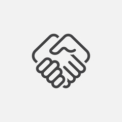 hand shake linear icon logo design, hand shake illustration, agreement icon linear