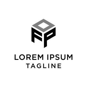 FOP, OFP, Logo With Pentagon Style And Black Color, Strong Visual Vector
