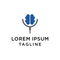 Podcast Brain Icon Logo Design Element