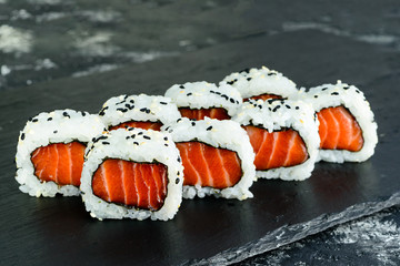 salmon sushi closeup