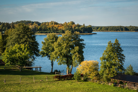 Lake Wigry in the autumn on a sunny day, Podlaskie, Poland