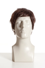 Mannequin Male Head with Wig on White - 293103362
