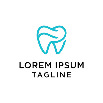 Dental Clinic Logo Tooth abstract design vector template Linear style. Dentist stomatology medical doctor Logotype concept icon. Initial FR design template.