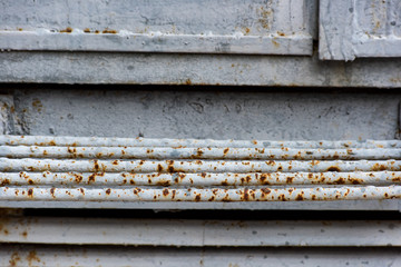 Industrial metal staircase covered with rust