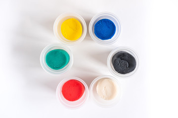 A set of colors of modeling clay. Modeling and design for children.