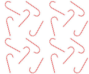 Colorful tasty sweet New Year red and white candy cane. Seamless pattern. Vector illustration.