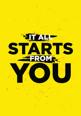 Naklejka premium start motivational quotes vector grunge design