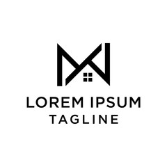Naklejka premium letter mw linked home shape logo vector