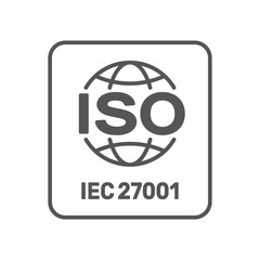 ISO 27001 certified label. ISO IEC 27001 sign. Vector illustration. EPS 10.