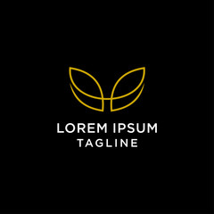 Gold leaf line logo design template