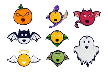 Fotobehang Halloween costume emoticon and sticker pack © nawaitgraph