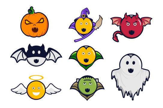 Halloween costume emoticon and sticker pack