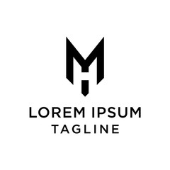 Fototapeta premium Initial Letter MH HM Minimalist Art Logo Design Template