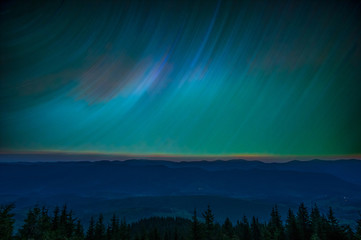 Tracks of stars in the night sky