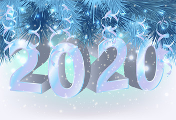 Happy New 2020 year banner, vector illustration