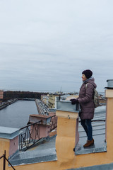 young woman on the roof