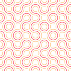 Vector abstract seamless pattern with circling lines of different colors. Textile background for package, cover, greeting cards.