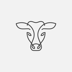 cow head linear logo design vector, cow linear emblem, cow head illustration, farming logo