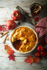 Homemade apple pie with spices
