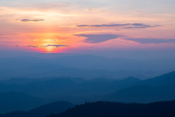 Mountain scenery during the Sunset