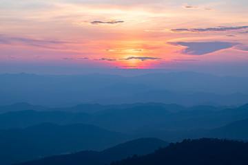 Fototapeta na wymiar Mountain scenery during the Sunset