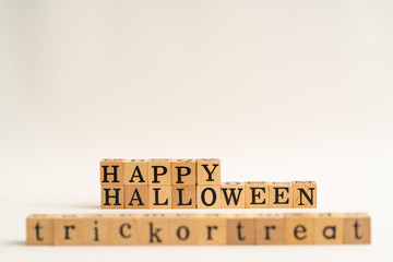 Wood block letter Happy Halloween day