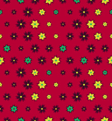 Abstract seamless background pattern with colorful flowers. Mosaic texture for prints, textile, fabric, package, cover, greeting cards.