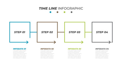 Timeline infographics. business concept with 4 steps, box, squares. Vector linear element.