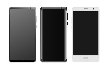 smartphone with blank screen isolated on white